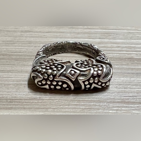 Vintage Designer Dian Malouf Sterling Silver Tall Tribal Stack Ring, Size 6.5 - Picture 3 of 13